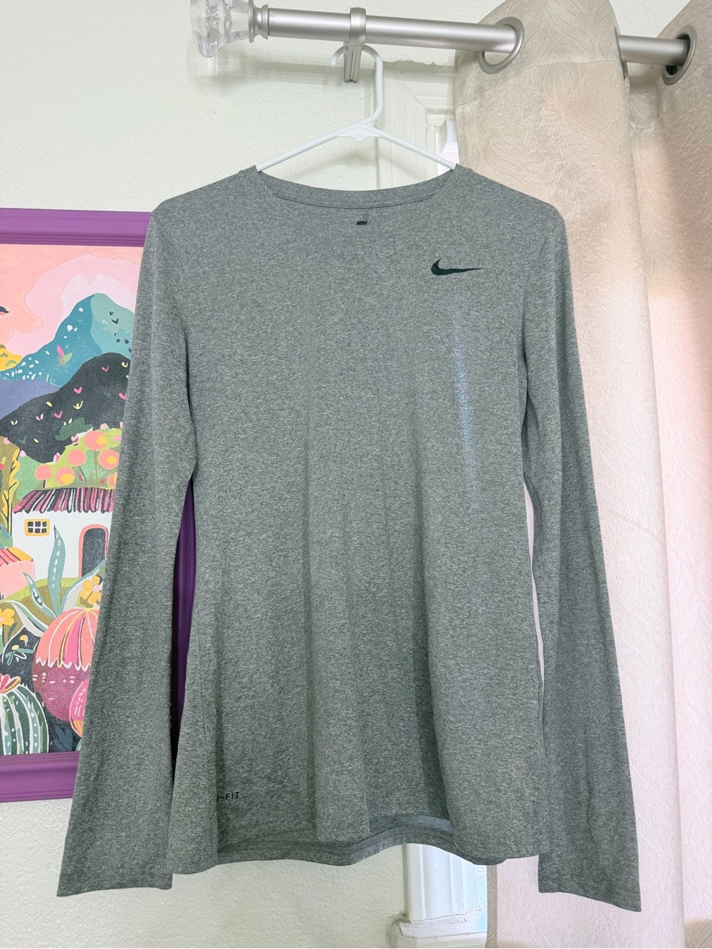 Nike Heather Gray Long-Sleeve Performance Tee